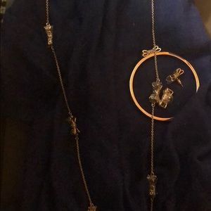 Kate spade Silver enamel Bow set💕